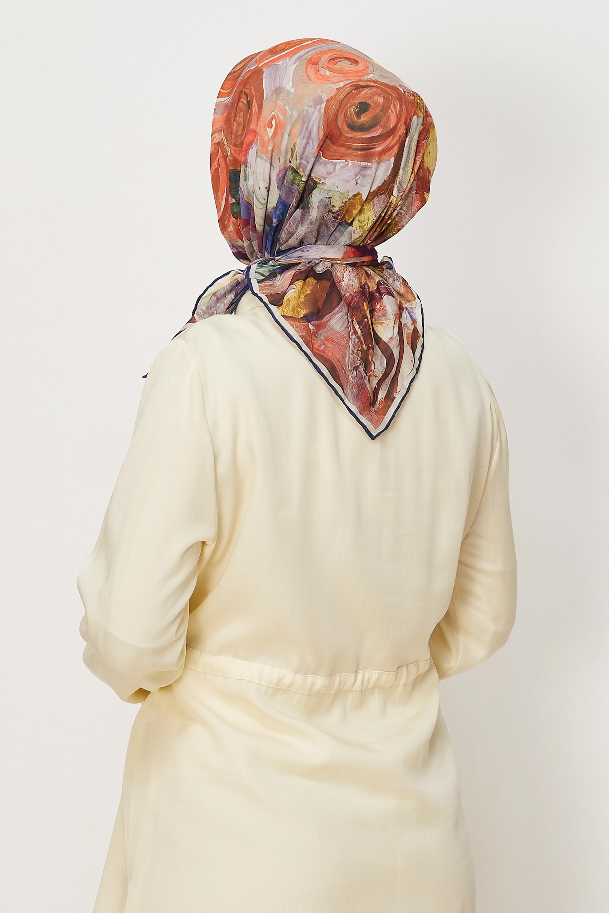 Vêtements hijab BLEU MARINE ALVINA ÉCHARPE NATURELLE À MOTIFS 8633