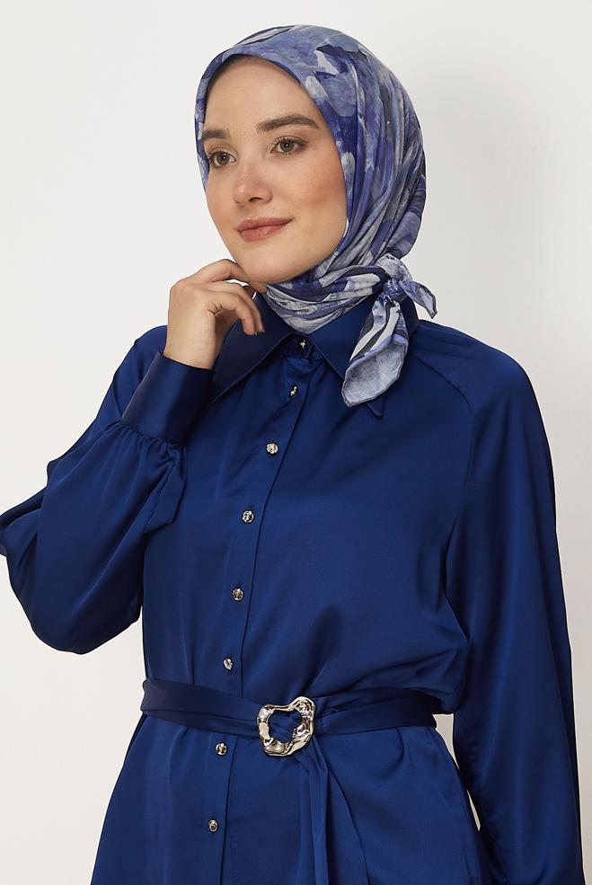 Hijab clothing PURPLE ALVINA PATTERNED NATURAL SCARF 8633 - ALVİNA