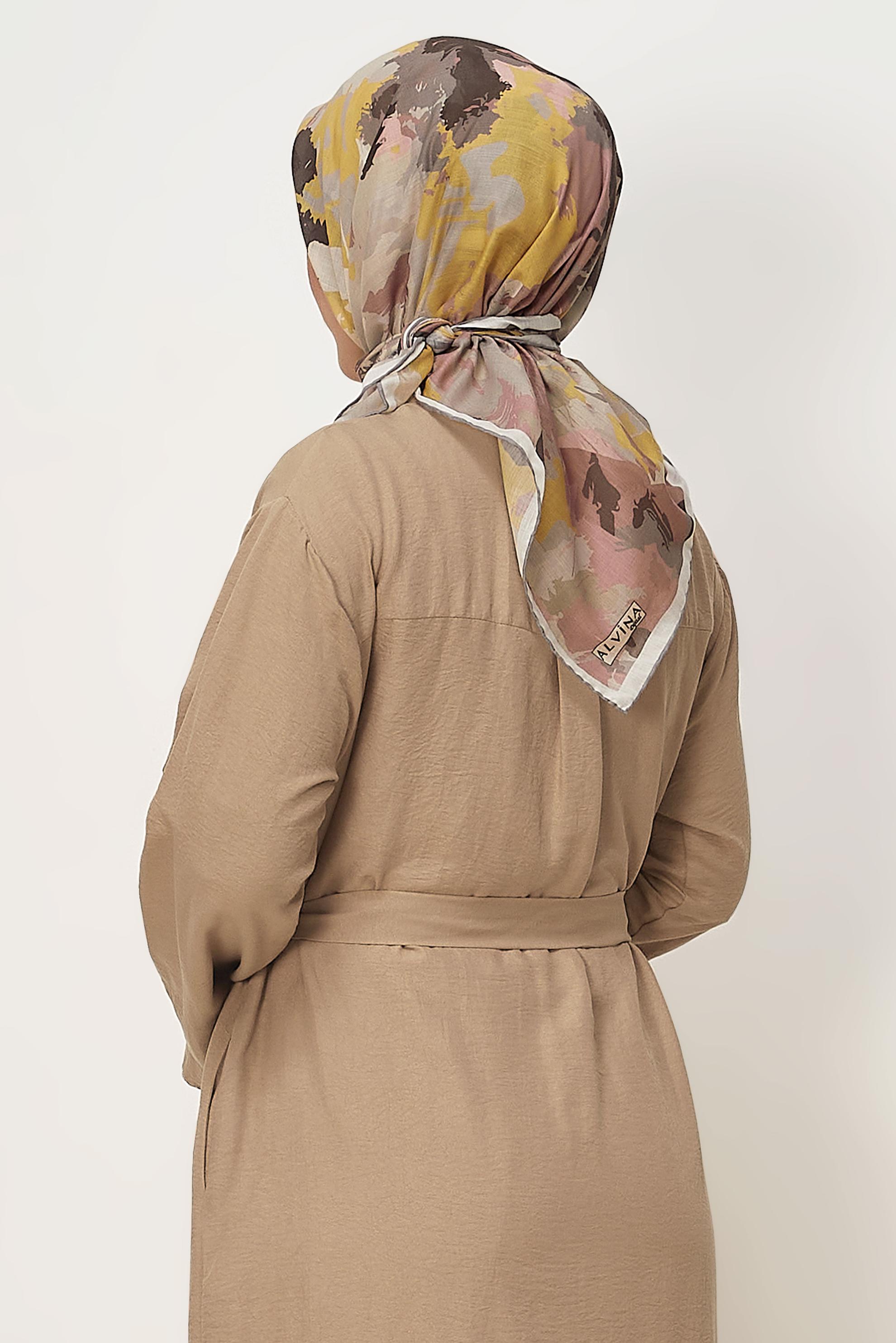 Hijab clothing BEIGE ALVINA PATTERNED NATURAL SCARF 8634