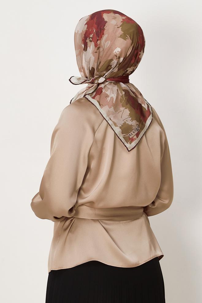 Hijab clothing BEIGE ALVINA PATTERNED NATURAL SCARF 8634 - ALVİNA