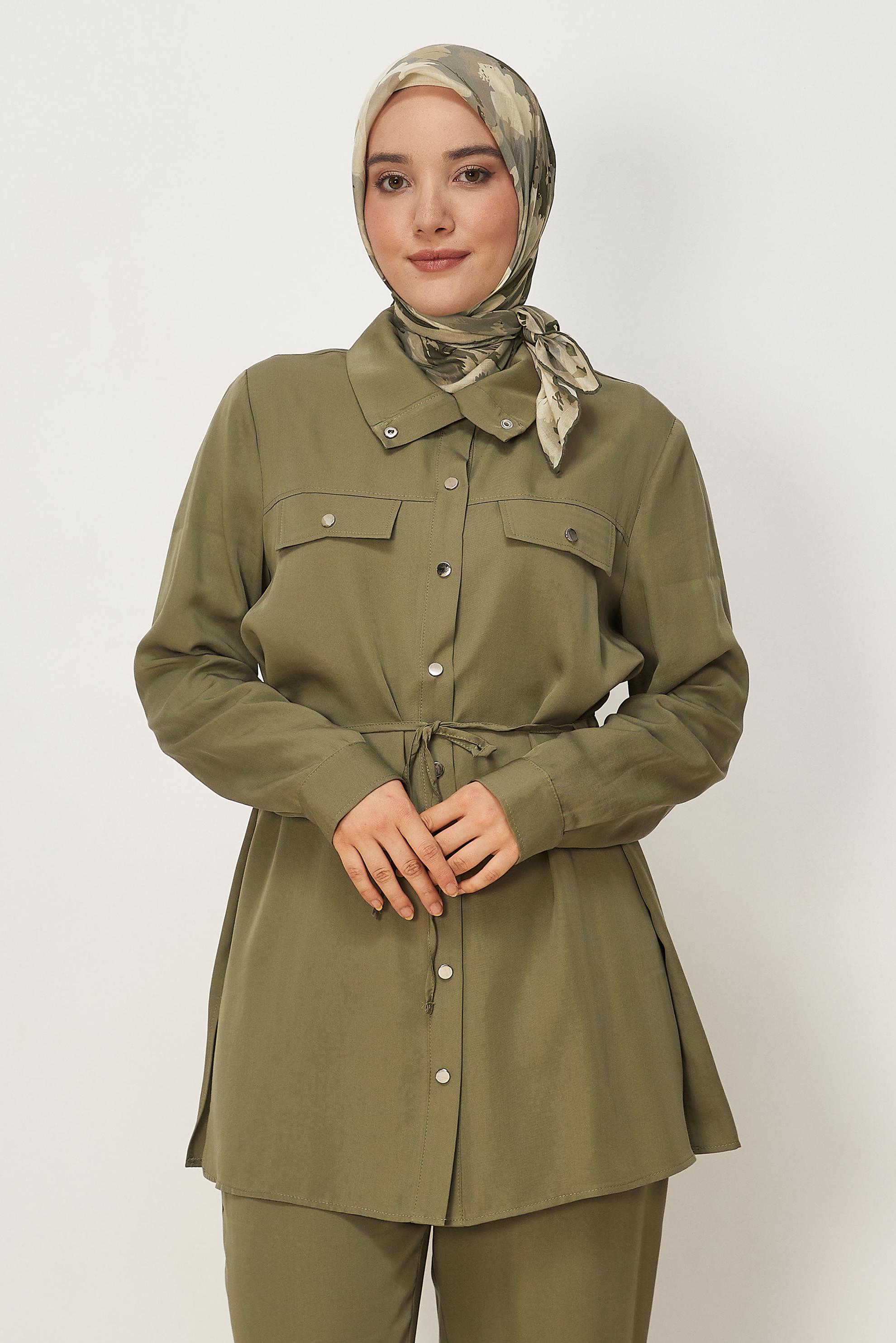 Vêtements hijab KAKI ÉCHARPE NATUREL À MOTIFS ALVINA 8634
