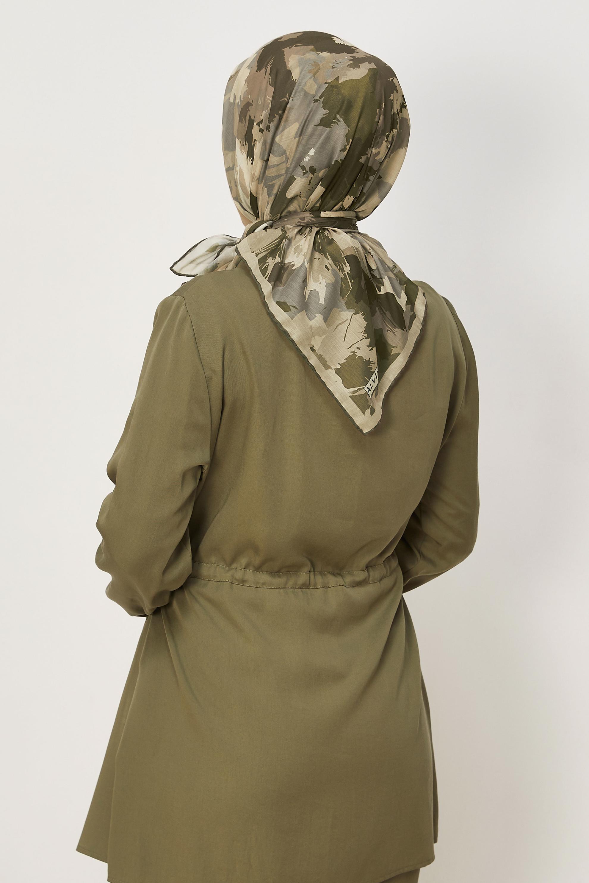 Vêtements hijab KAKI ÉCHARPE NATUREL À MOTIFS ALVINA 8634