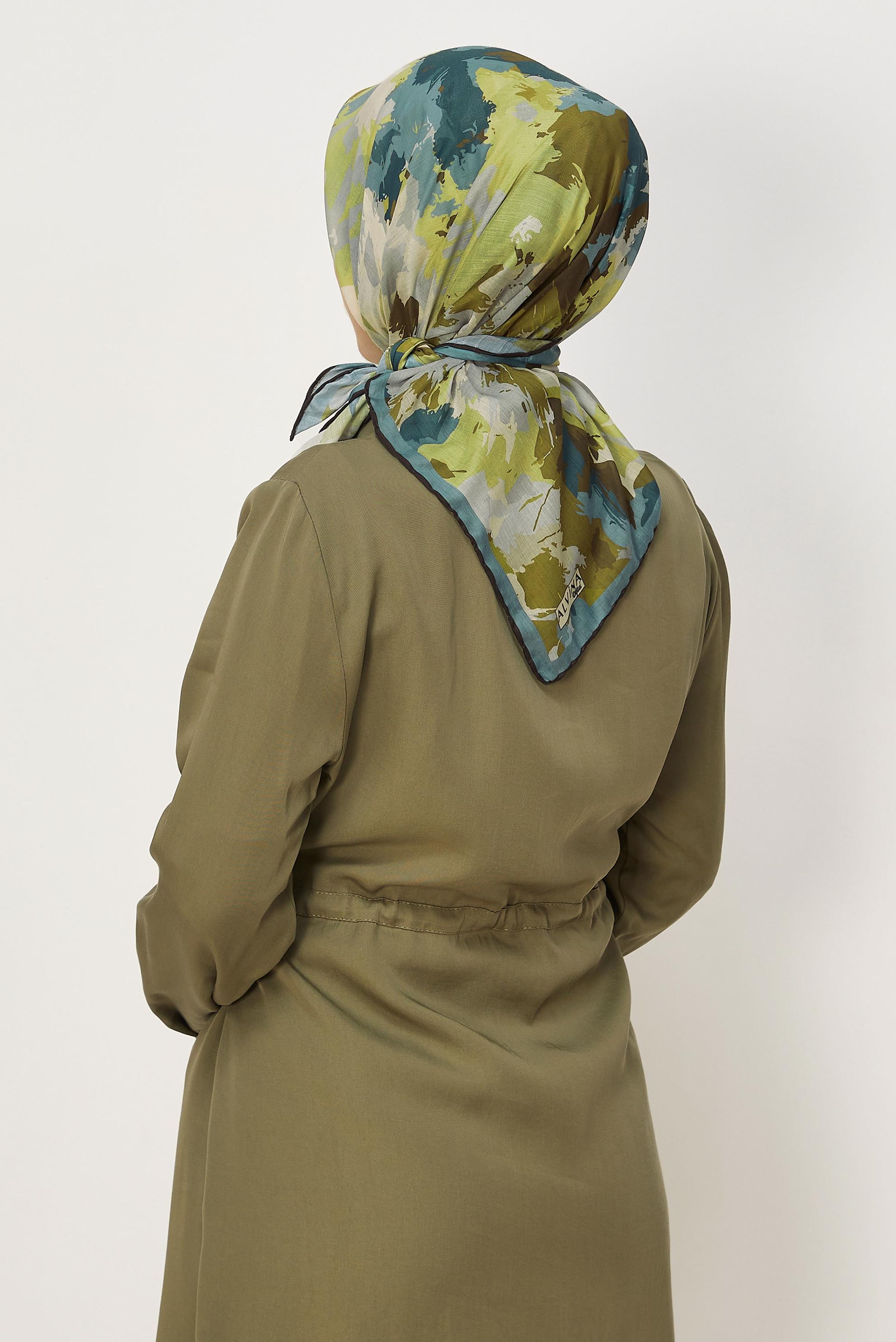 Vêtements hijab BLEU ÉCHARPE NATUREL À MOTIFS ALVINA 8634