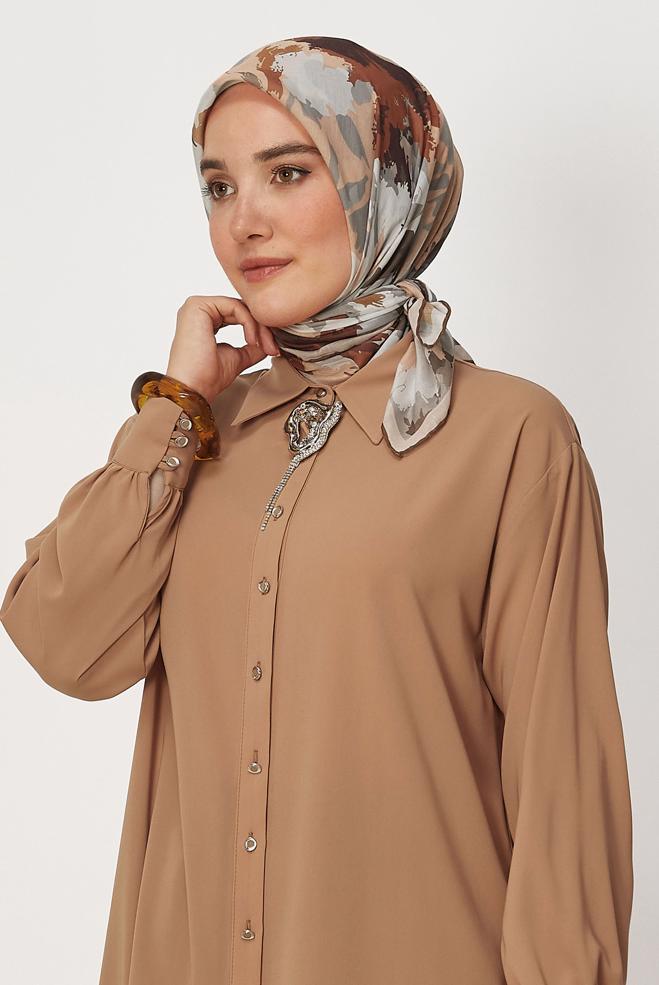 Vêtements hijab TABA ÉCHARPE NATUREL À MOTIFS ALVINA 8634 - ALVİNA