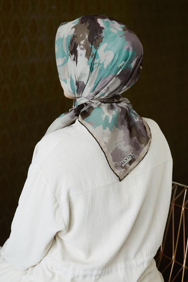Vêtements hijab BEIGE ÉCHARPE NATUREL À MOTIFS ALVINA 8634 - ALVİNA