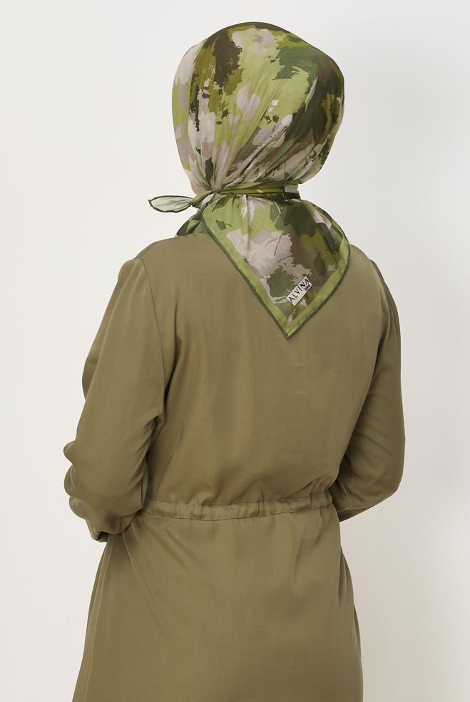 Vêtements hijab VERT ÉCHARPE NATUREL À MOTIFS ALVINA 8634 - ALVİNA