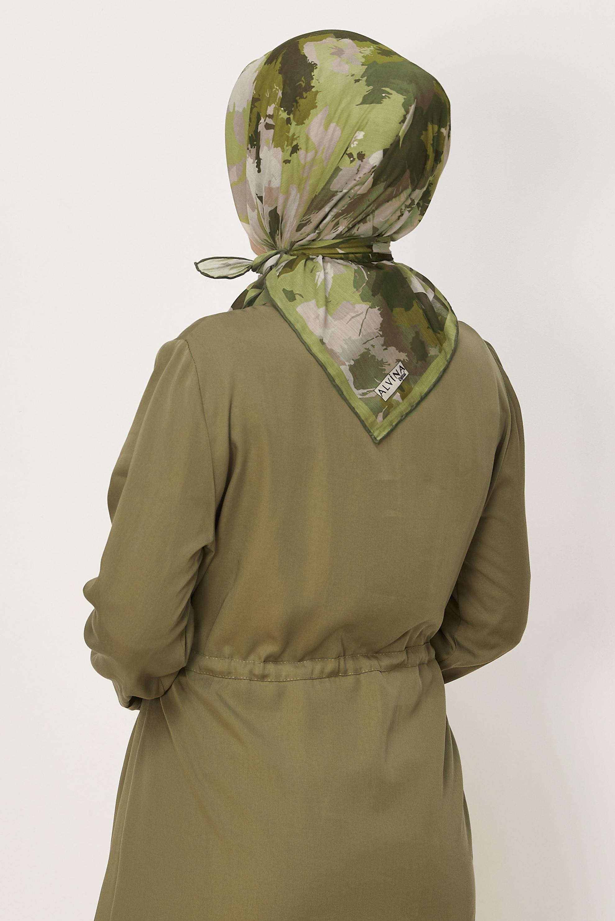 Vêtements hijab VERT ÉCHARPE NATUREL À MOTIFS ALVINA 8634