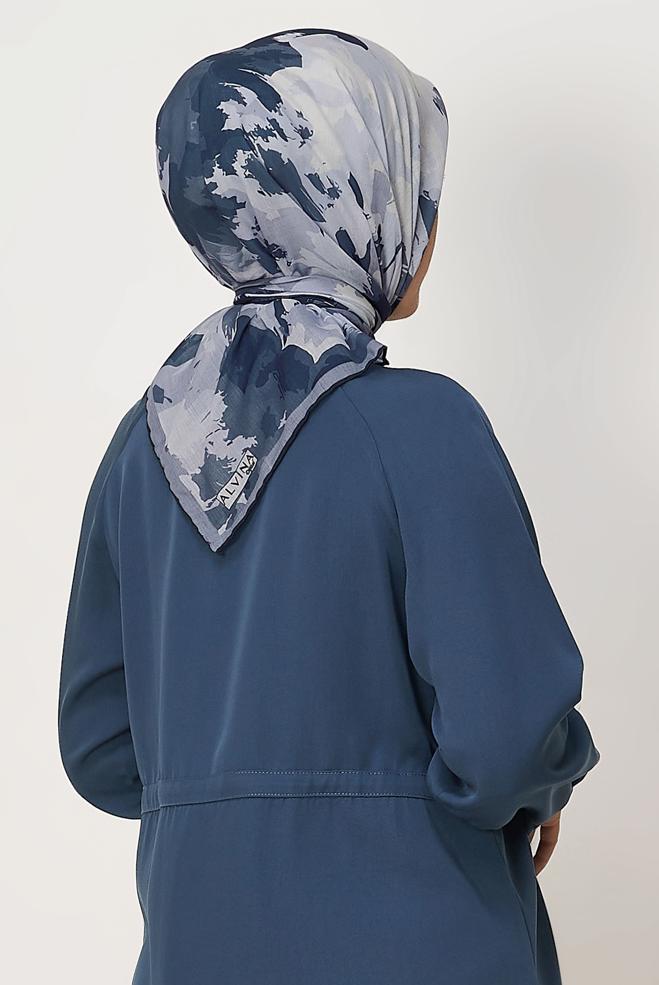 Vêtements hijab BLEU MARINE ÉCHARPE NATUREL À MOTIFS ALVINA 8634 - ALVİNA