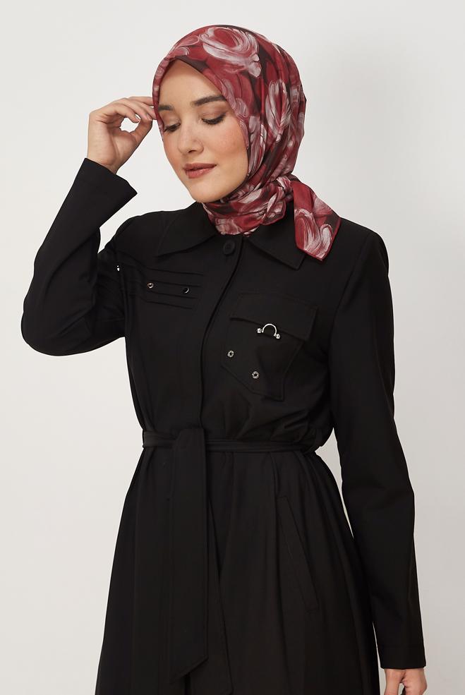 Vêtements hijab ROUGE ÉCHARPE NATUREL À MOTIFS ALVINA 8636 - ALVİNA