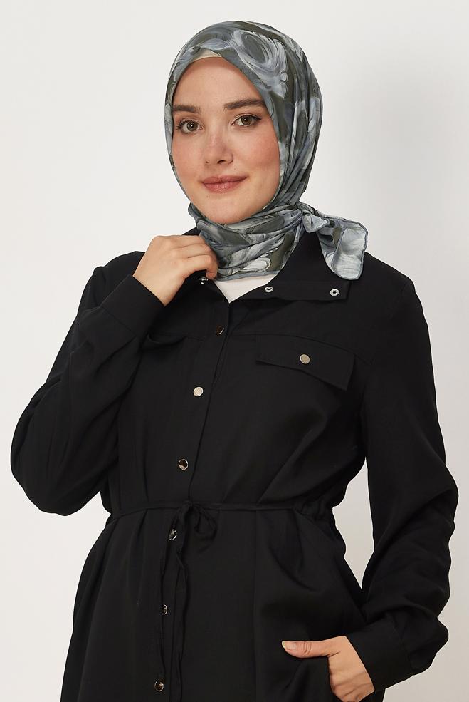 Hijab clothing GREY ALVINA PATTERNED NATURAL SCARF 8636 - ALVİNA