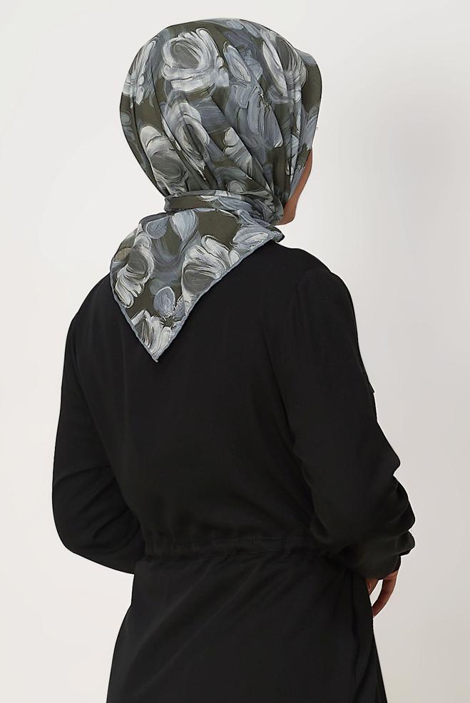 Hijab clothing GREY ALVINA PATTERNED NATURAL SCARF 8636 - ALVİNA