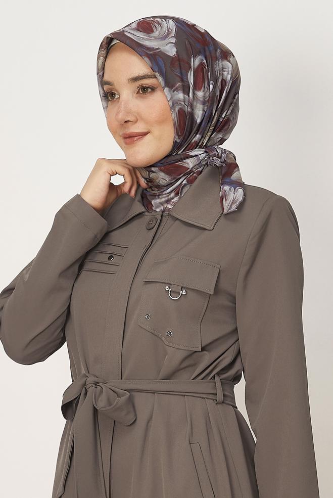 Hijab clothing BEIGE ALVINA PATTERNED NATURAL SCARF 8636 - ALVİNA