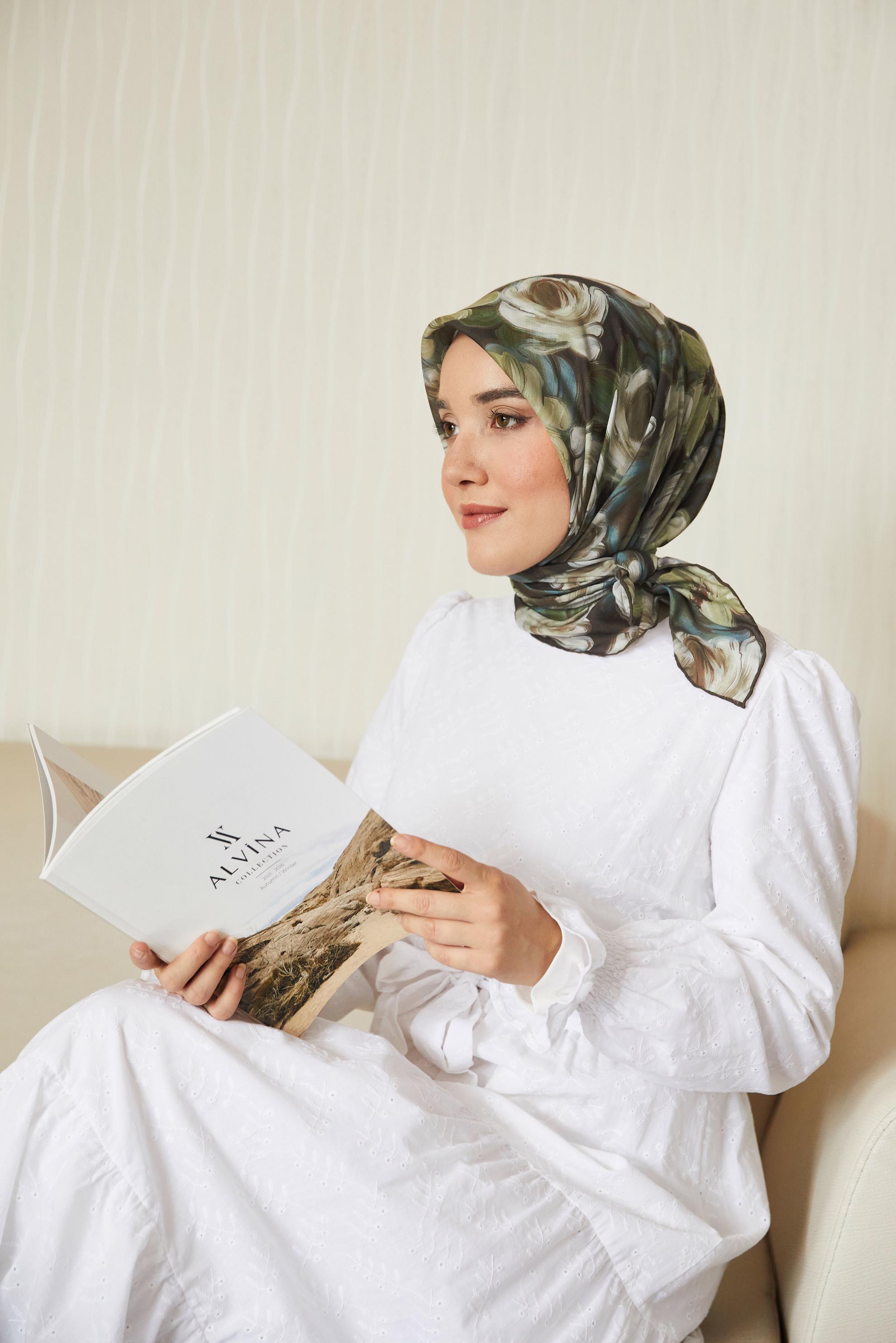 Vêtements hijab KAKI ÉCHARPE NATUREL À MOTIFS ALVINA 8636