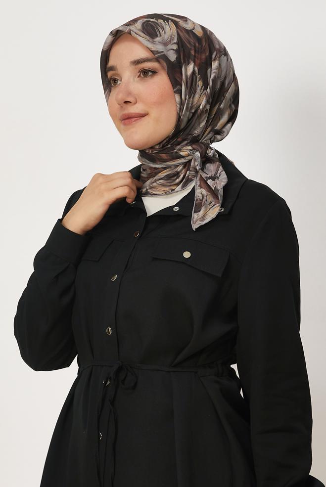 Hijab clothing BROWN ALVINA PATTERNED NATURAL SCARF 8636 - ALVİNA