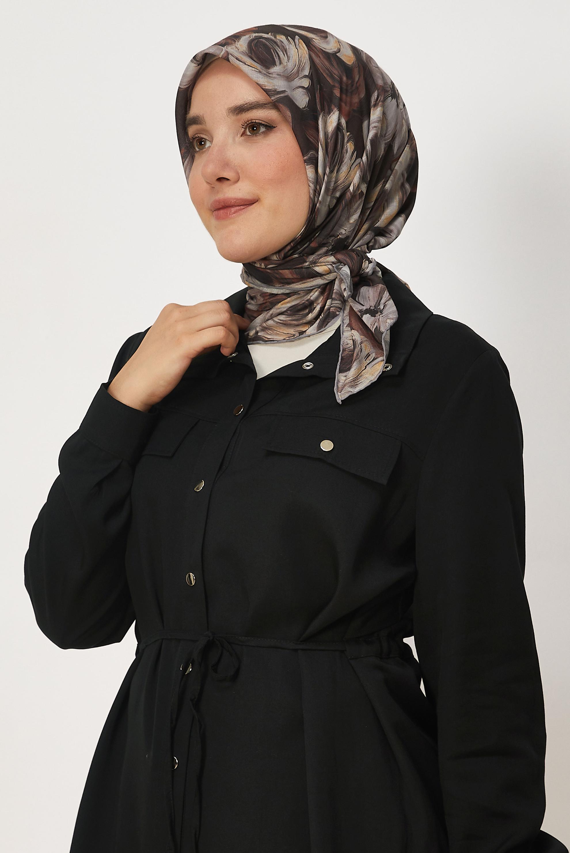 Hijab clothing BROWN ALVINA PATTERNED NATURAL SCARF 8636