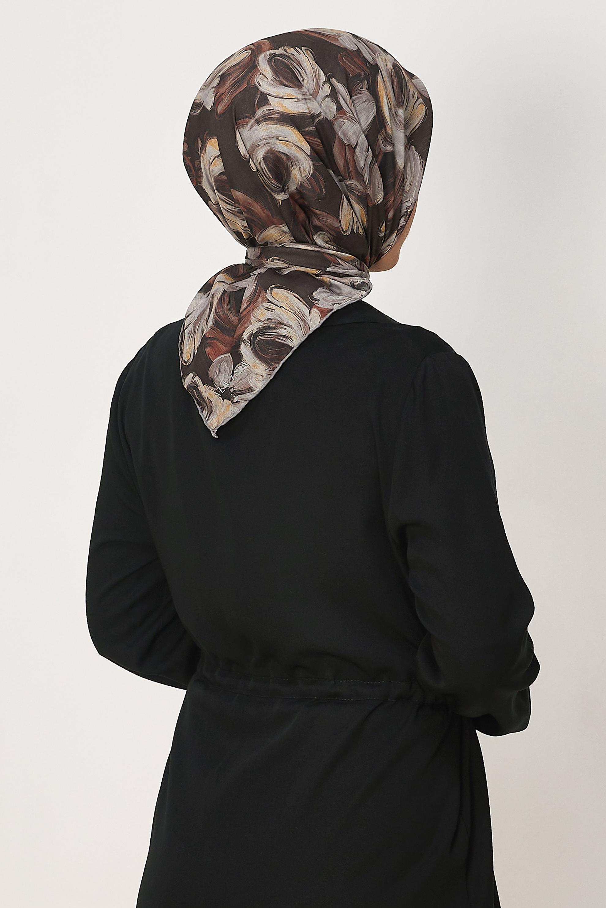 Hijab clothing BROWN ALVINA PATTERNED NATURAL SCARF 8636