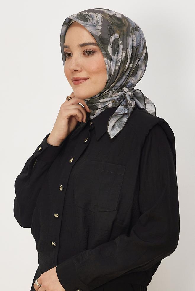 Vêtements hijab VISON ÉCHARPE NATUREL À MOTIFS ALVINA 8636 - ALVİNA