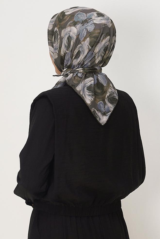 Vêtements hijab VISON ÉCHARPE NATUREL À MOTIFS ALVINA 8636 - ALVİNA