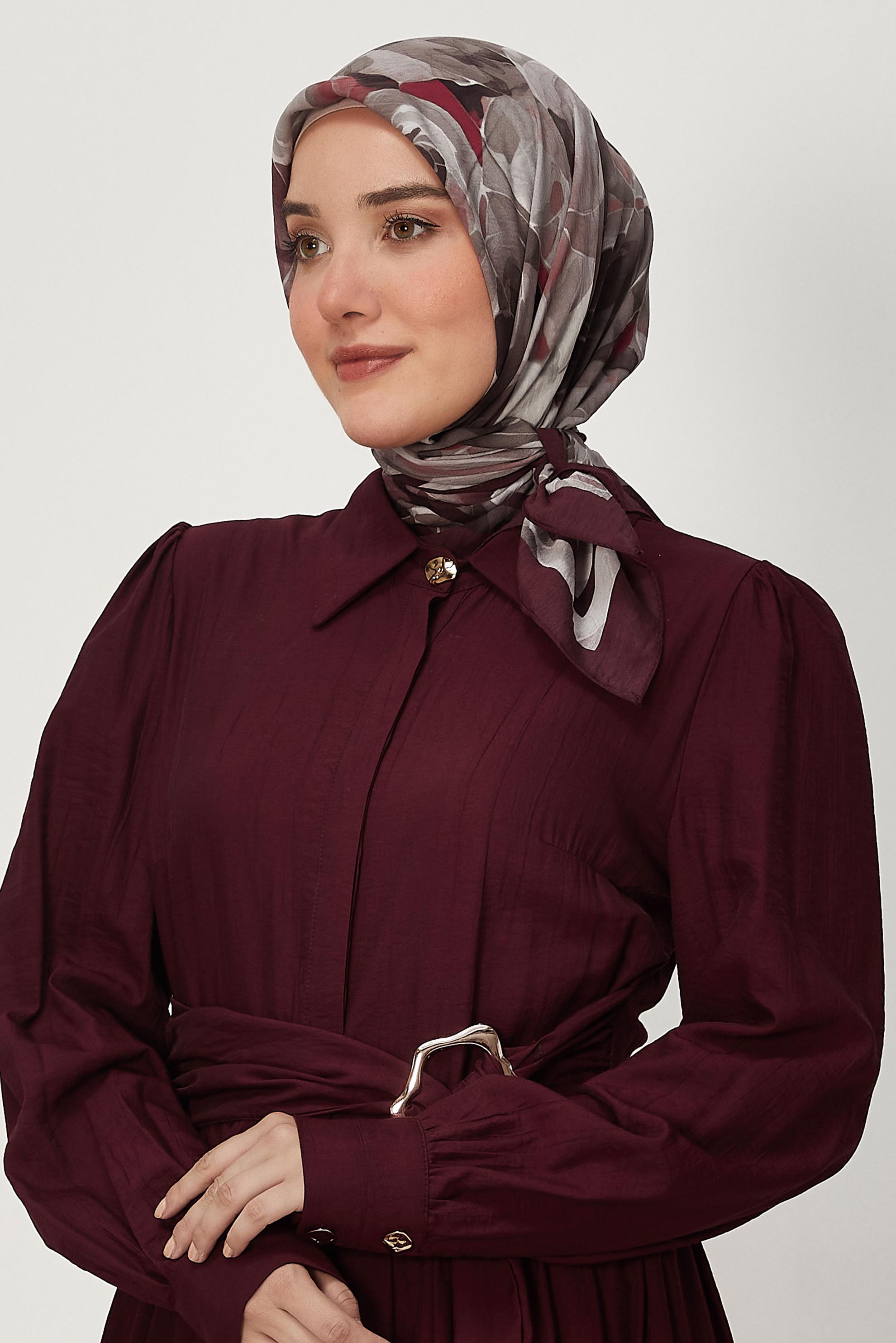 Tesettür giyim KAHVE ALVİNA DESENLİ VİSKON EŞARP 8639