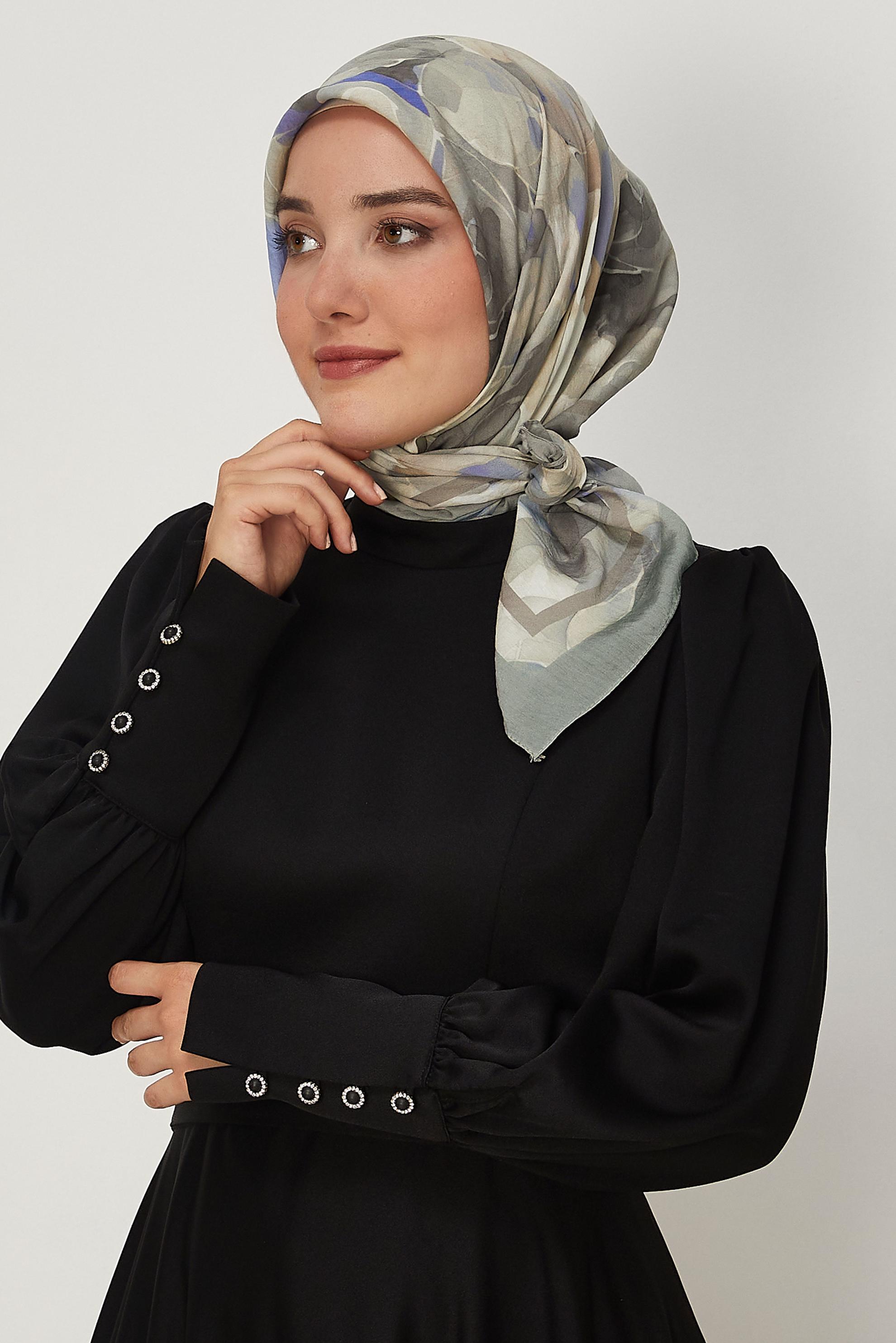 Tesettür giyim GÜMÜŞ ALVİNA DESENLİ VİSKON EŞARP 8639