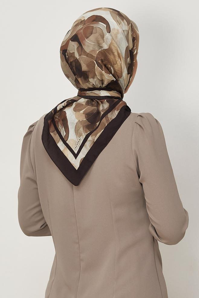 Hijab clothing BROWN ALVINA PATTERNED VISCOSE SCARF 8639 - ALVİNA