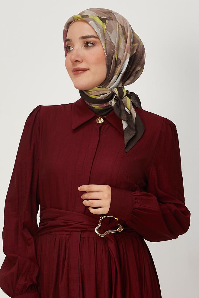 Hijab clothing BROWN ALVINA PATTERNED VISCOSE SCARF 8639 - ALVİNA