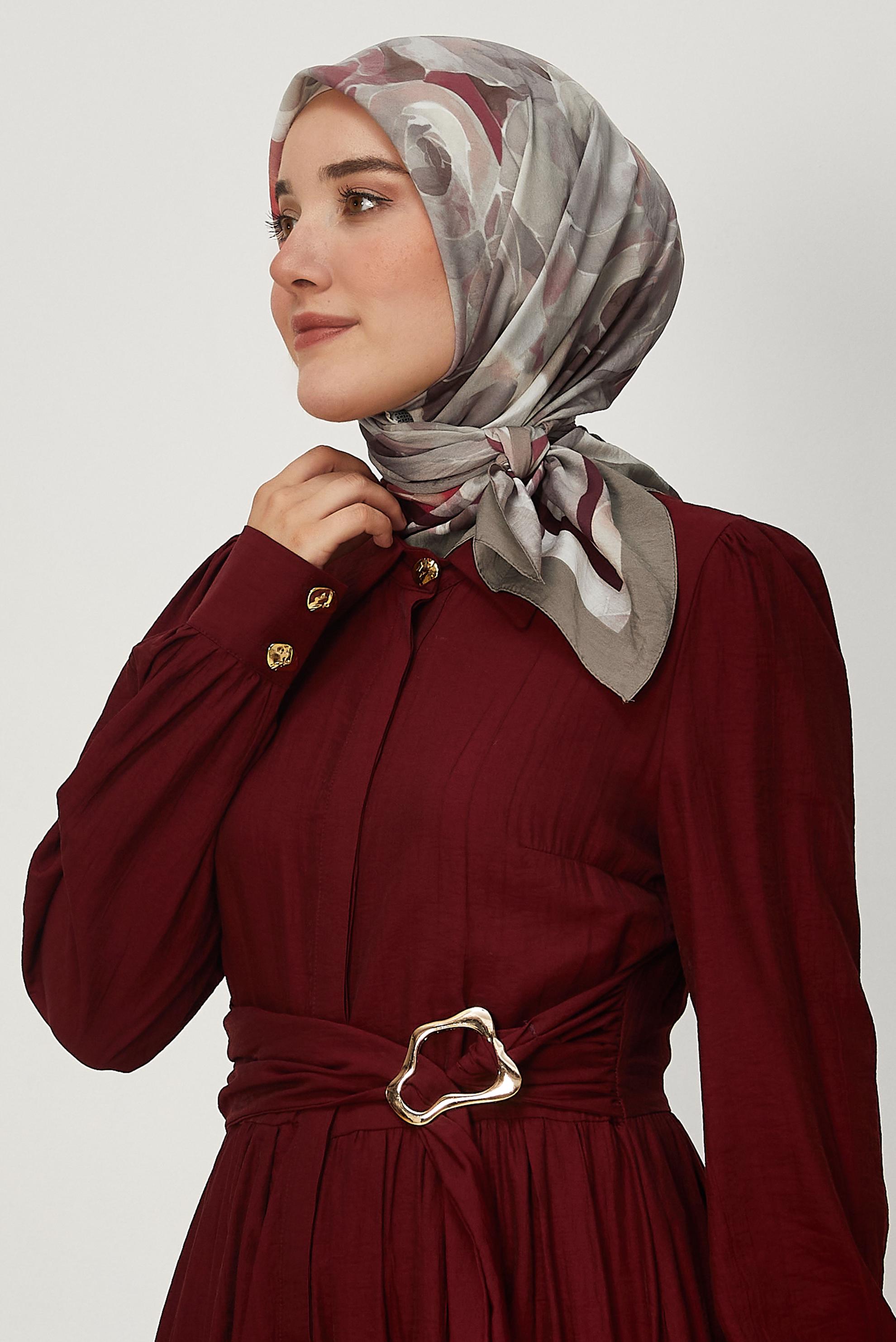 Tesettür giyim KAHVE ALVİNA DESENLİ VİSKON EŞARP 8639