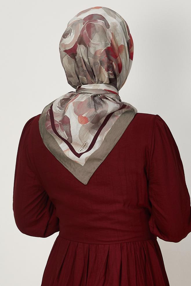Hijab clothing BROWN ALVINA PATTERNED VISCOSE SCARF 8639 - ALVİNA