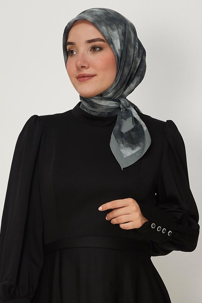 Tesettür giyim GRİ ALVİNA DESENLİ VİSKON EŞARP 8640 - ALVİNA