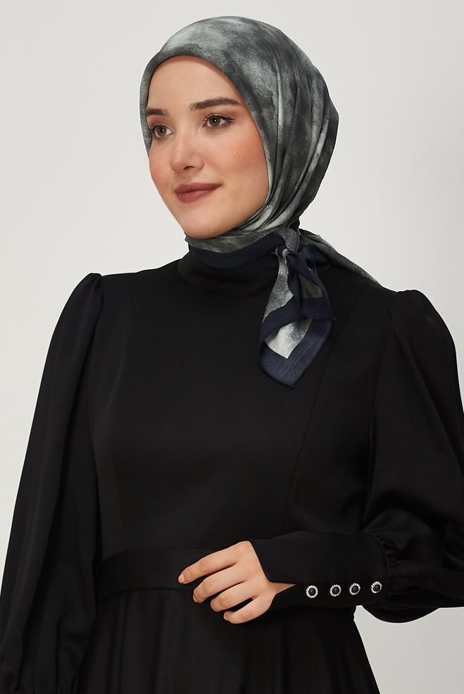 Tesettür giyim LACİVERT ALVİNA DESENLİ VİSKON EŞARP 8640 - ALVİNA