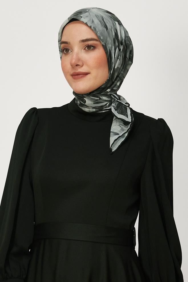 Vêtements hijab NOIR ALVINA ÉCHARPE NATURELLE À MOTIFS 8651 - ALVİNA