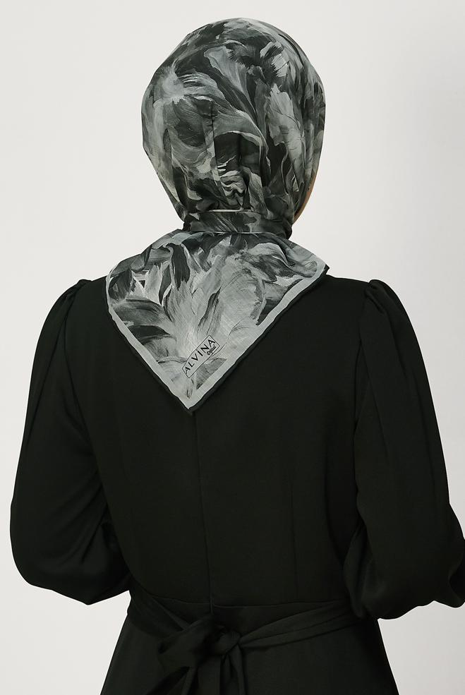 Vêtements hijab NOIR ALVINA ÉCHARPE NATURELLE À MOTIFS 8651 - ALVİNA