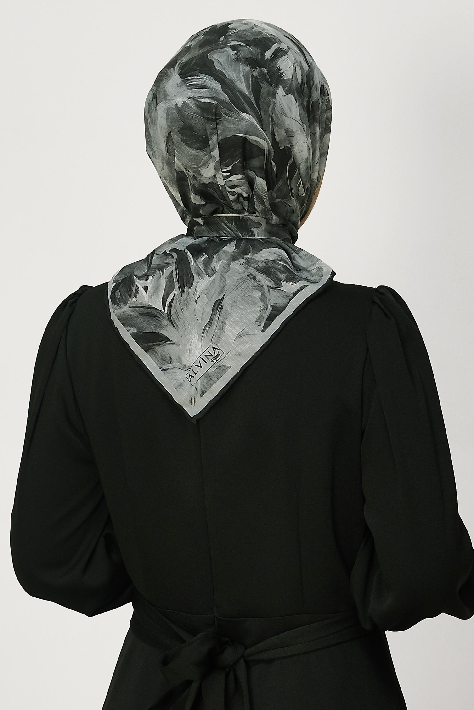 Vêtements hijab NOIR ALVINA ÉCHARPE NATURELLE À MOTIFS 8651