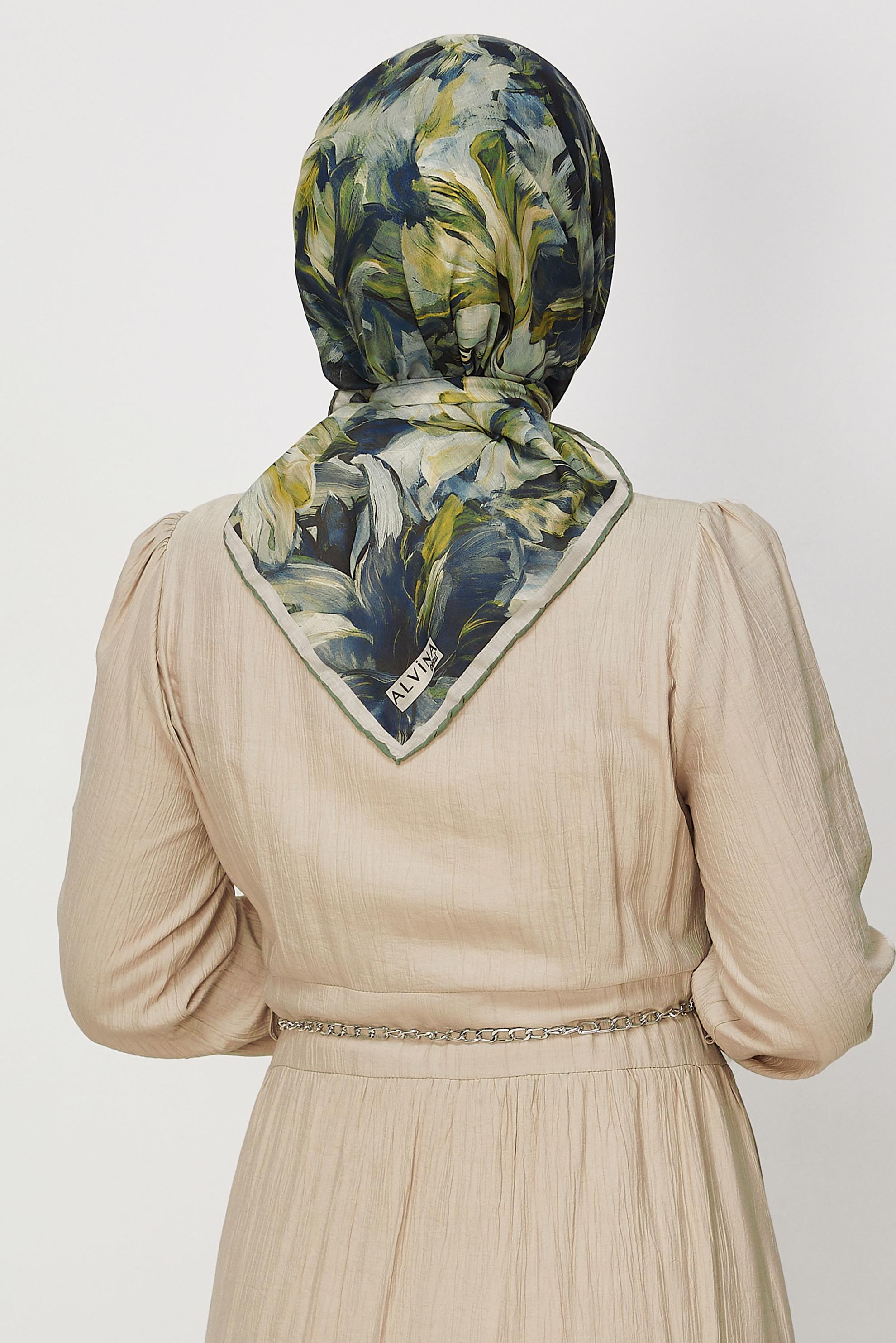 Vêtements hijab VERT ALVINA ÉCHARPE NATURELLE À MOTIFS 8651