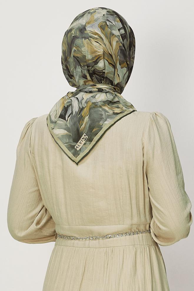 Vêtements hijab BRUN ALVINA ÉCHARPE NATURELLE À MOTIFS 8651 - ALVİNA