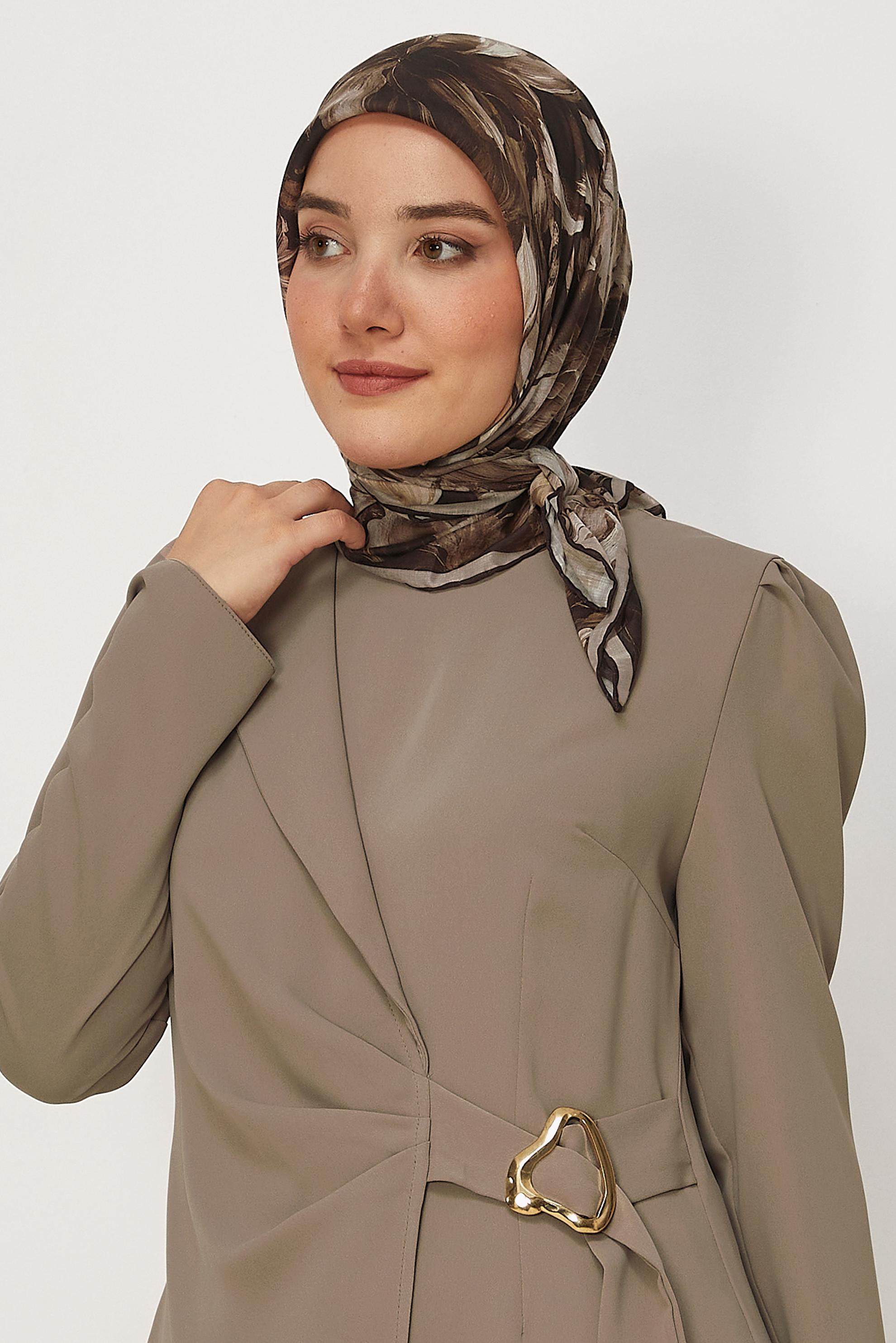 Vêtements hijab BRUN ALVINA ÉCHARPE NATURELLE À MOTIFS 8651