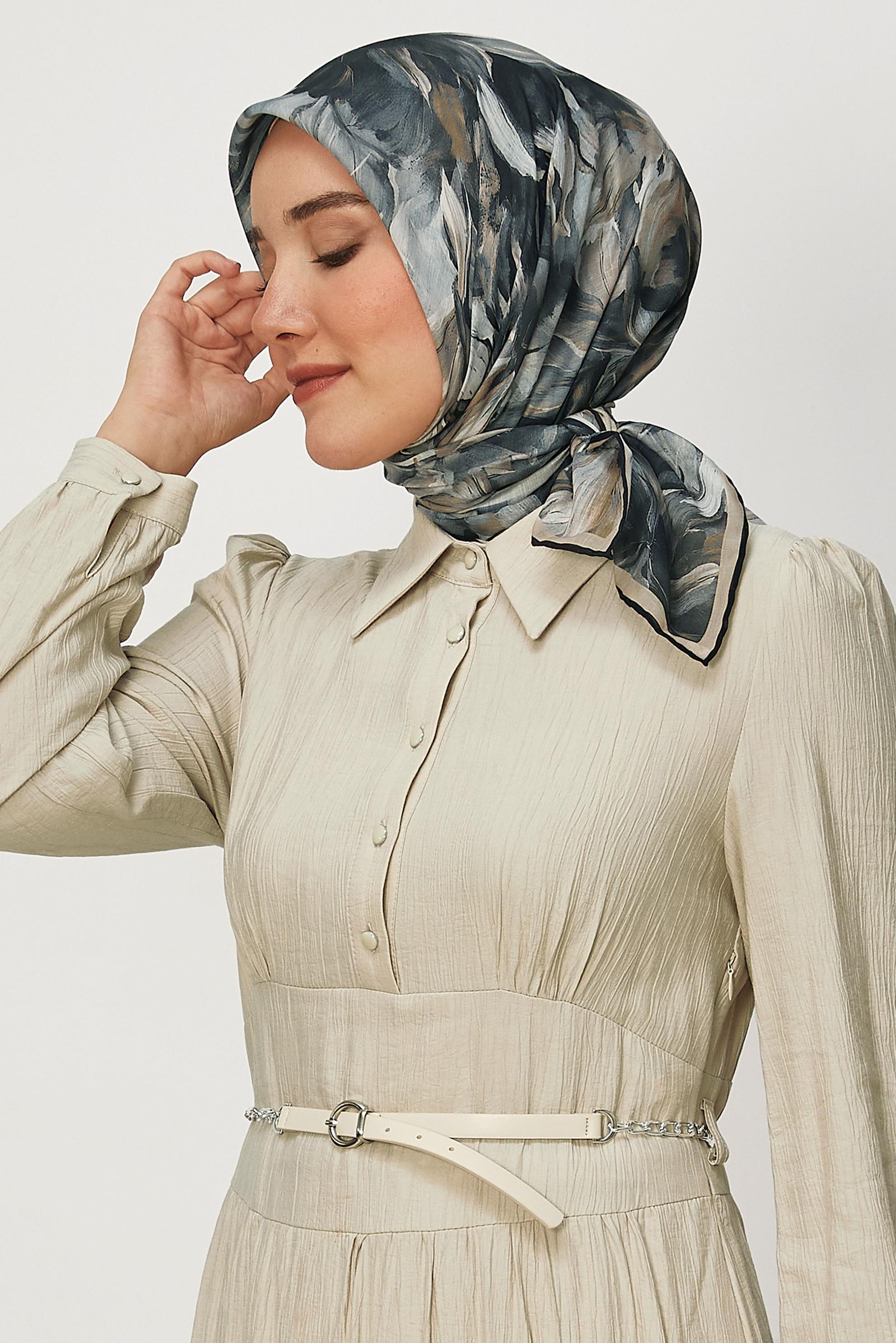Vêtements hijab BRUN ALVINA ÉCHARPE NATURELLE À MOTIFS 8651