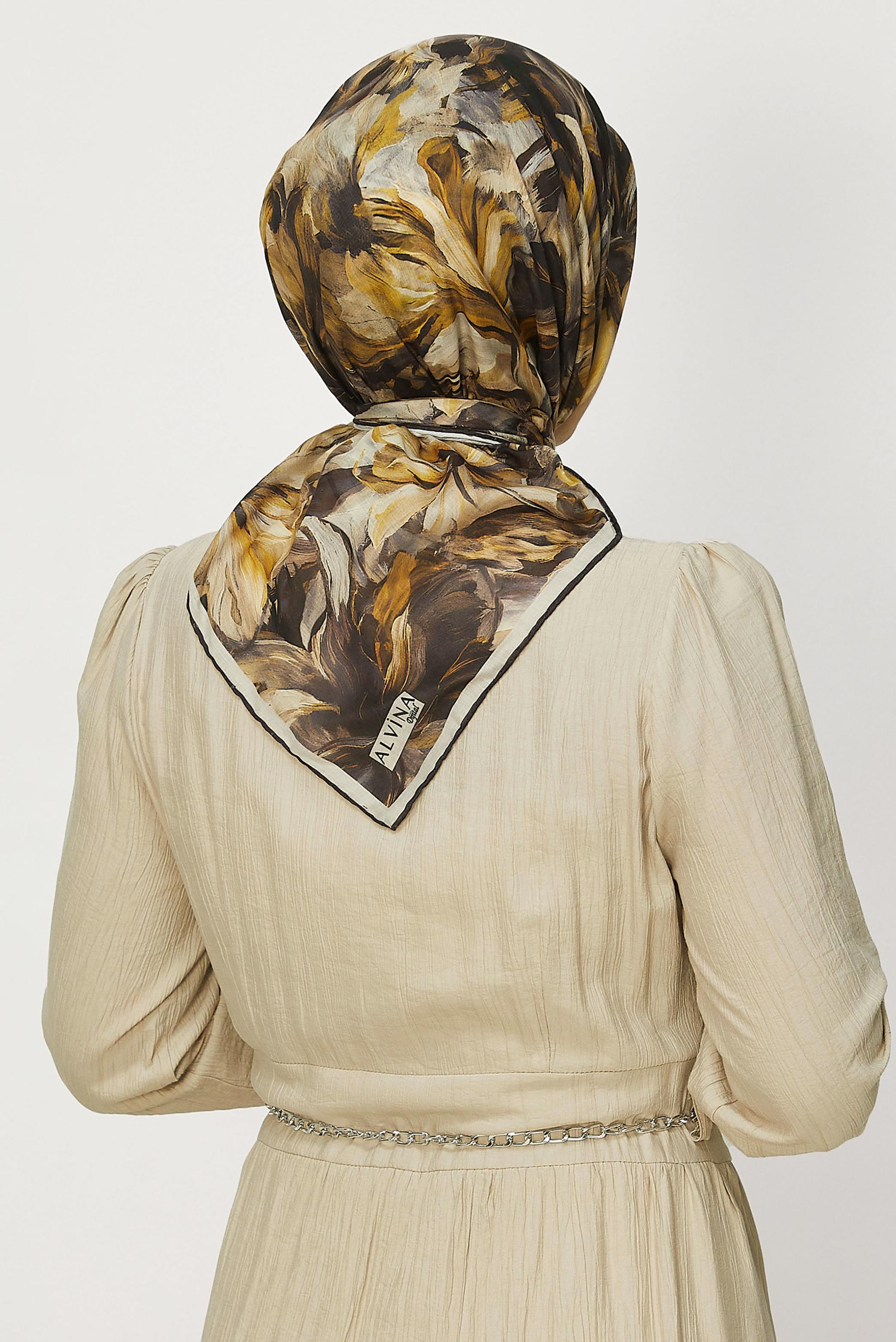 Vêtements hijab BRUN ALVINA ÉCHARPE NATURELLE À MOTIFS 8651