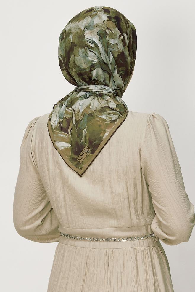 Vêtements hijab BRUN ALVINA ÉCHARPE NATURELLE À MOTIFS 8651 - ALVİNA