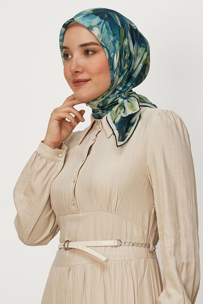 Vêtements hijab BRUN ALVINA ÉCHARPE NATURELLE À MOTIFS 8651 - ALVİNA