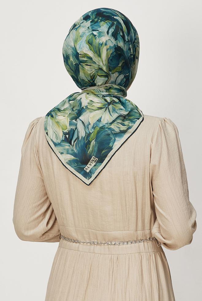 Vêtements hijab BRUN ALVINA ÉCHARPE NATURELLE À MOTIFS 8651 - ALVİNA