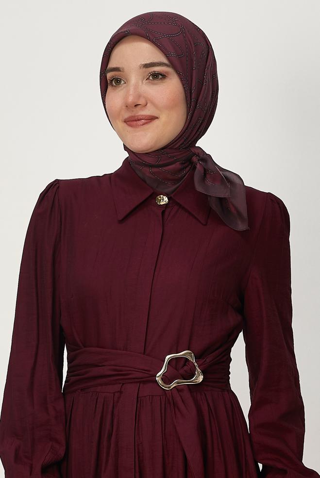 Tesettür giyim KAHVE ALVİNA DESENLİ FLOŞ EŞARP 8654 - ALVİNA