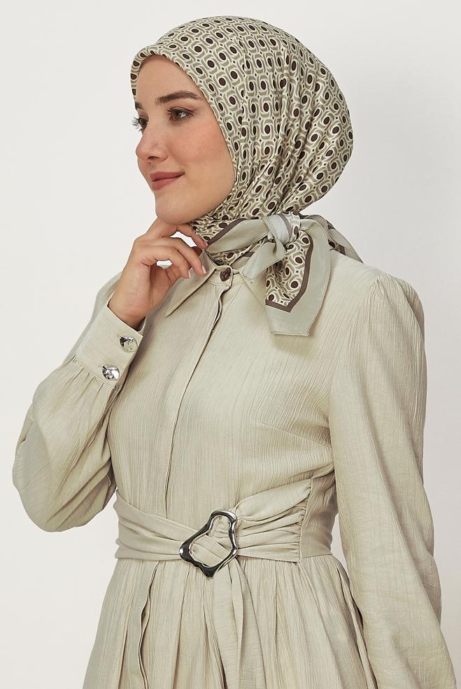 Vêtements hijab BRUN ALVINA ÉCHARPE À MOTIFS 8655 - ALVİNA