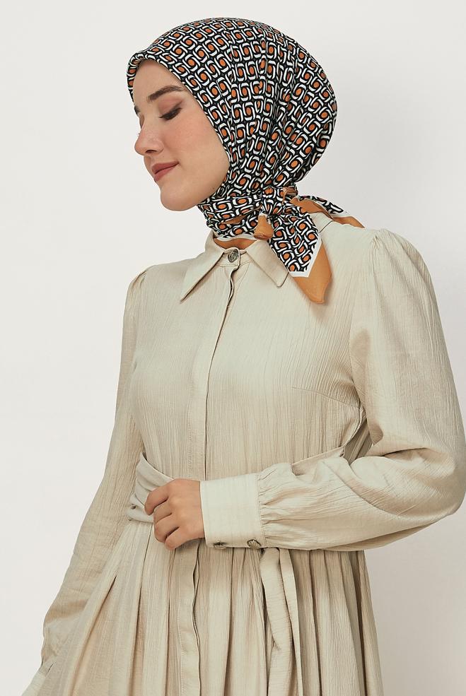 Vêtements hijab ORANGE ALVINA ÉCHARPE À MOTIFS 8655 - ALVİNA