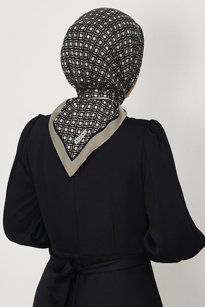 Vêtements hijab BRUN ALVINA ÉCHARPE À MOTIFS 8655 - ALVİNA