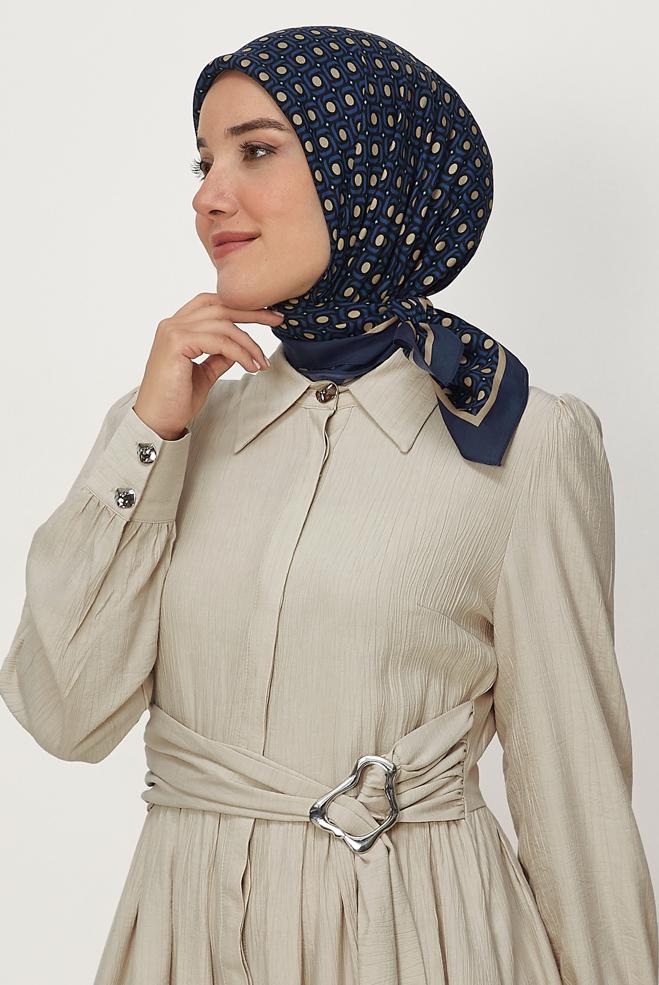 Hijab clothing NAVY BLUE ALVINA PATTERNED SCARF 8655 - ALVİNA