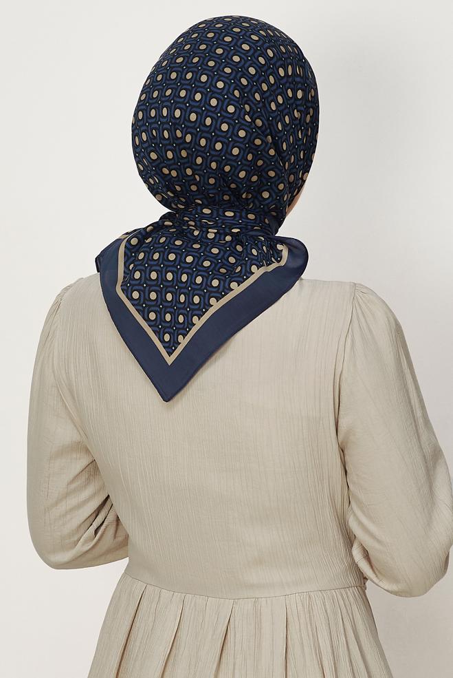 Hijab clothing NAVY BLUE ALVINA PATTERNED SCARF 8655 - ALVİNA
