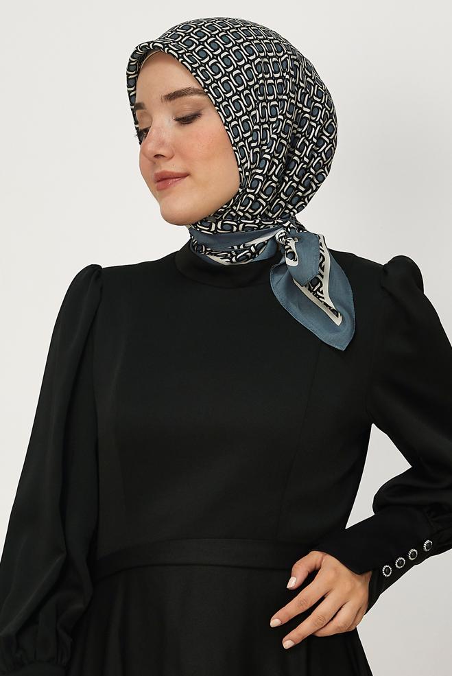 Vêtements hijab BLEU MARINE ALVINA ÉCHARPE À MOTIFS 8655 - ALVİNA