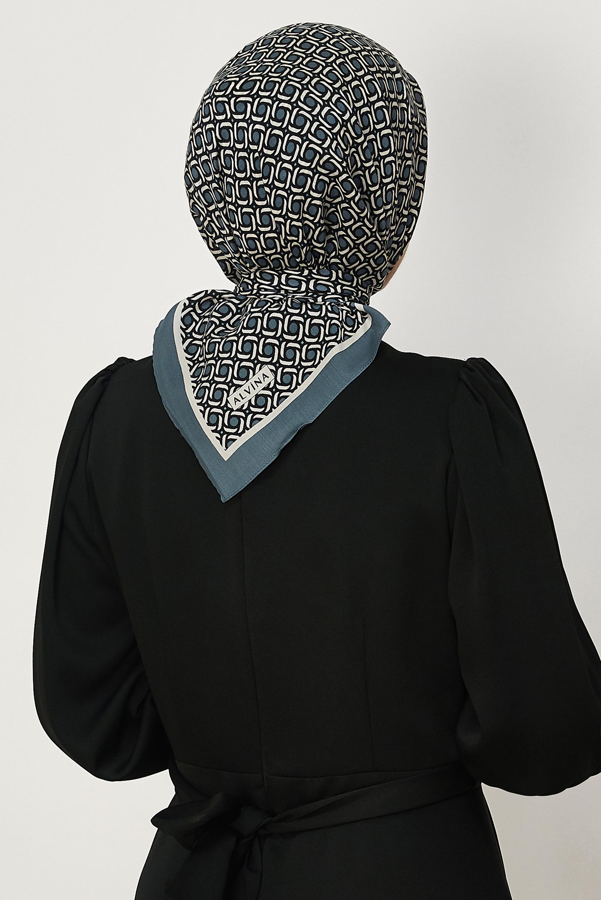 Vêtements hijab BLEU MARINE ALVINA ÉCHARPE À MOTIFS 8655