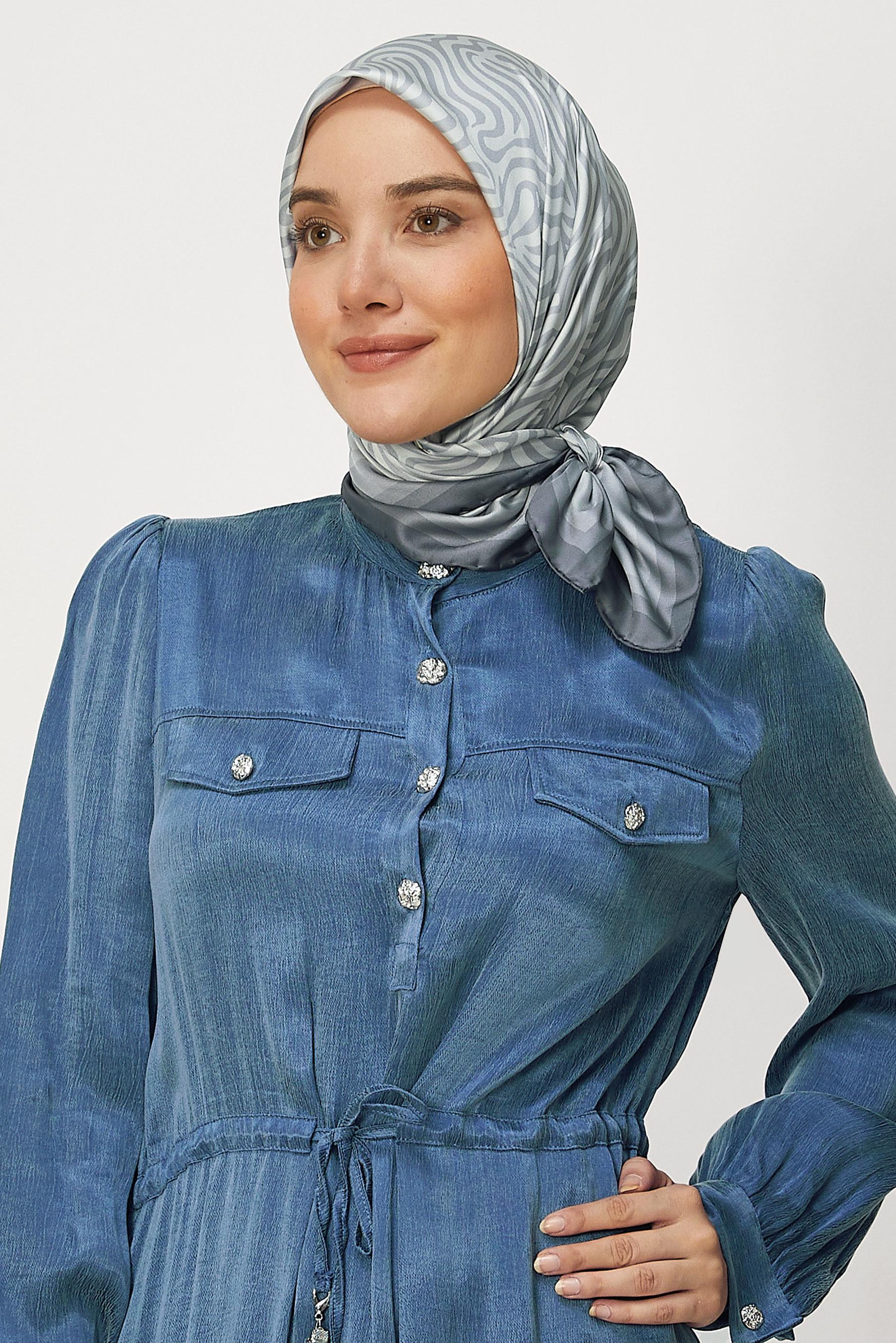 Hijab clothing GREY ALVINA PATTERNED TWILL SCARF 8670